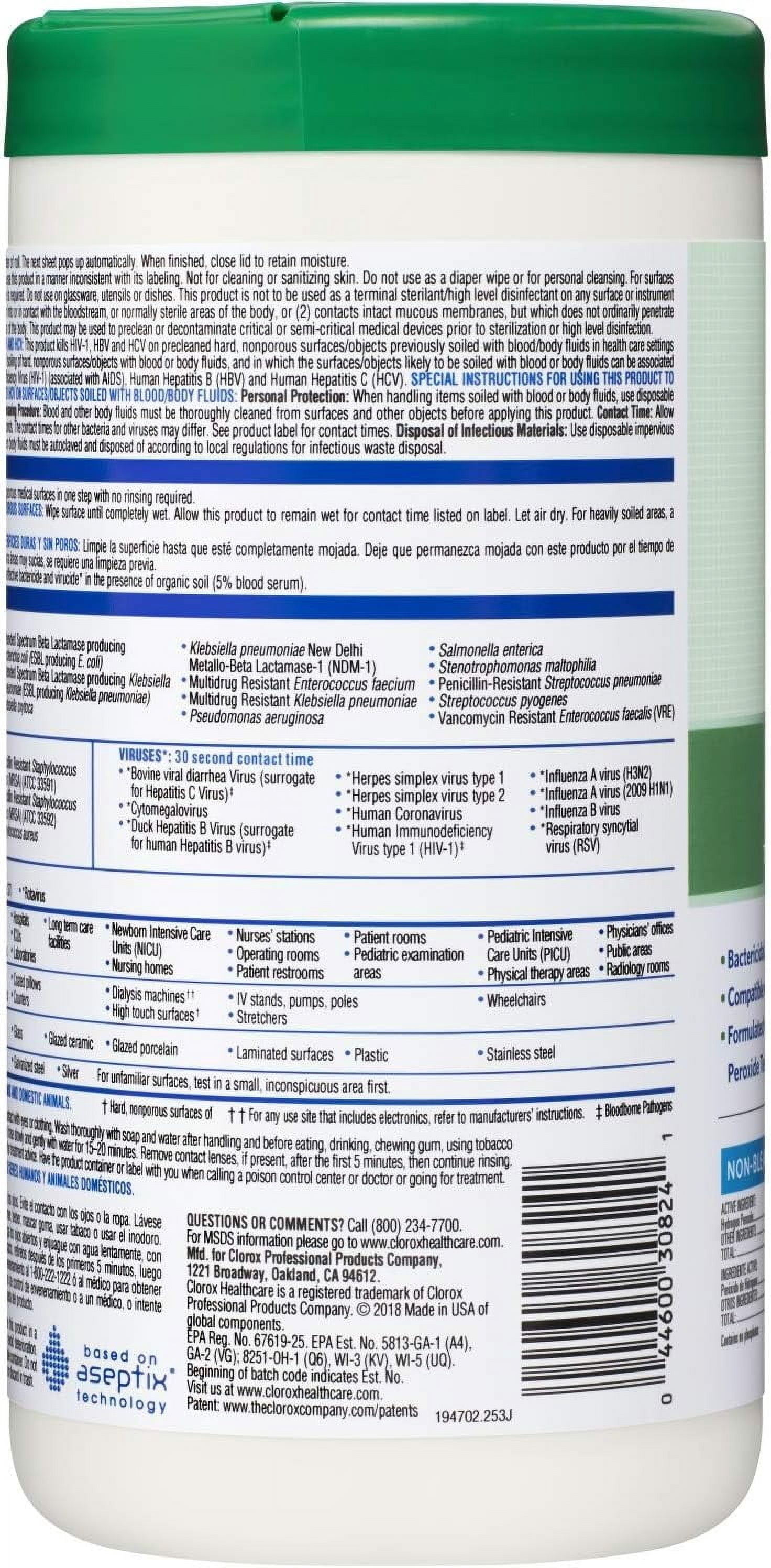 Clorox Healthcare Hydrogen Peroxide Wipes, 95 Count (Package May Vary)