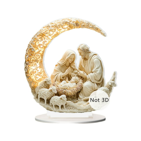 JYYYBF Nativity Scene Ornament Moon Design Holy Family Jesus Nativity Figurine Desktop Decoration for Easter Christmas Home Holiday