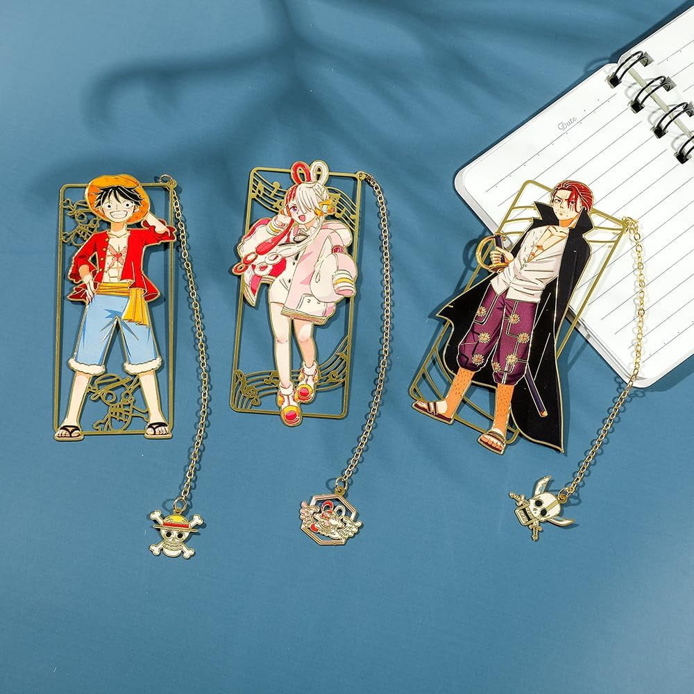 Anime One Piece Stainless Steel Bookmark for Men Women Students