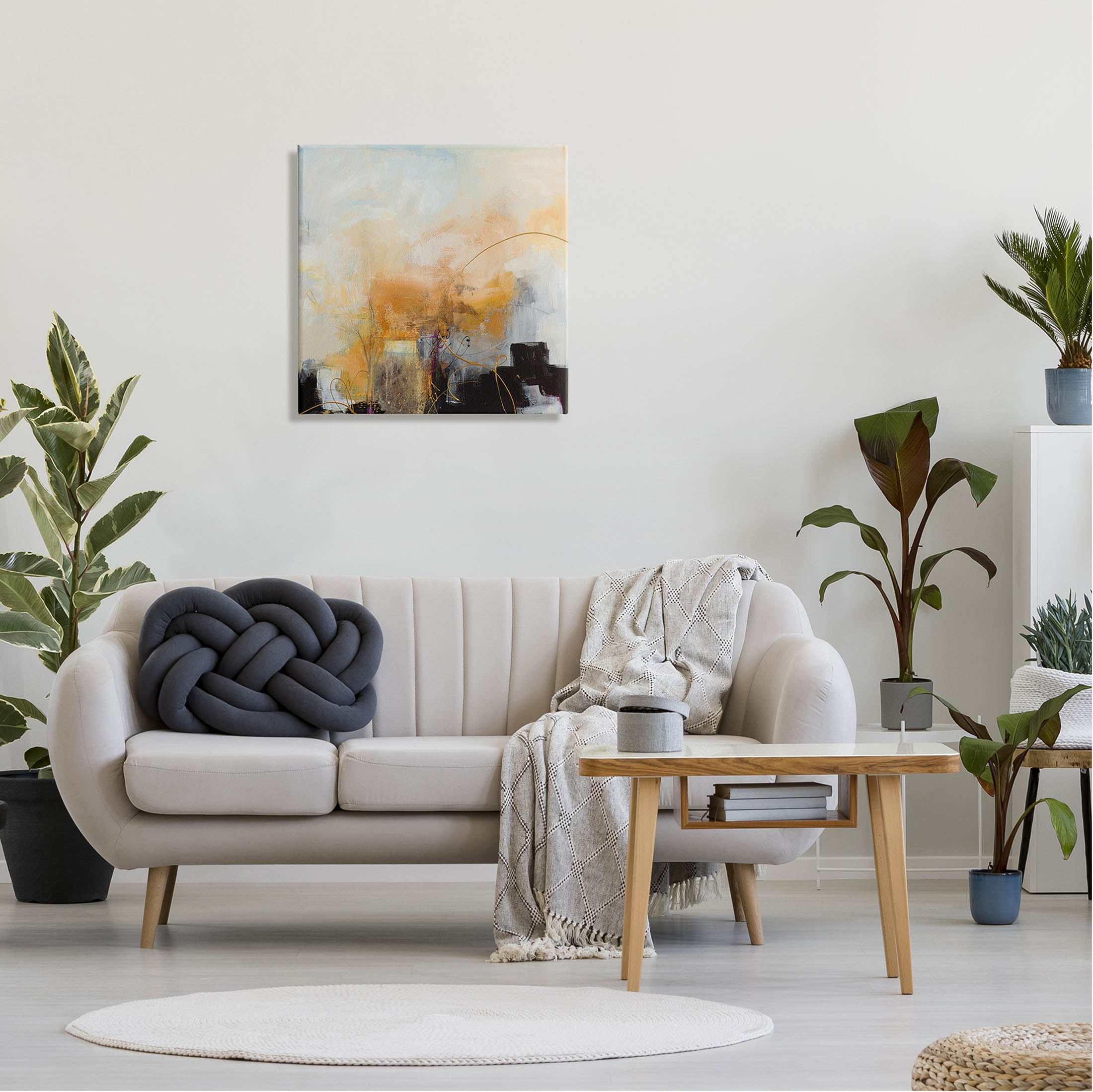 Stupell Industries Bold Yellow Blocked Shapes Painting Gallery Wrapped Canvas Print Wall Art, Design by Ruth Fromstein