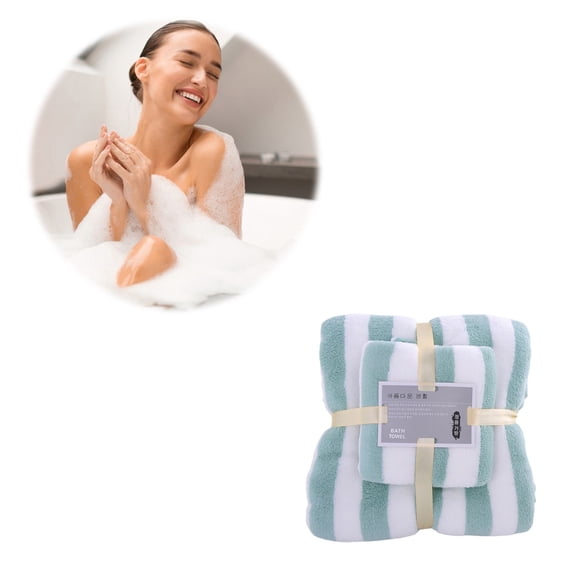 Bath Towels Hand Towel Set of 2 Clearance Stripe Soft Highly Absorbent Bath Towel Set Coral Velvet Bathroom Towels