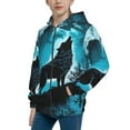thumbnail image 2 of Naloa Blue Full Moon Wolf Teenage Zipper Hoodie, Long Sleeve Zip Up Hoodies Casual Jackets Tops for 7-12 Years-Medium, 2 of 6