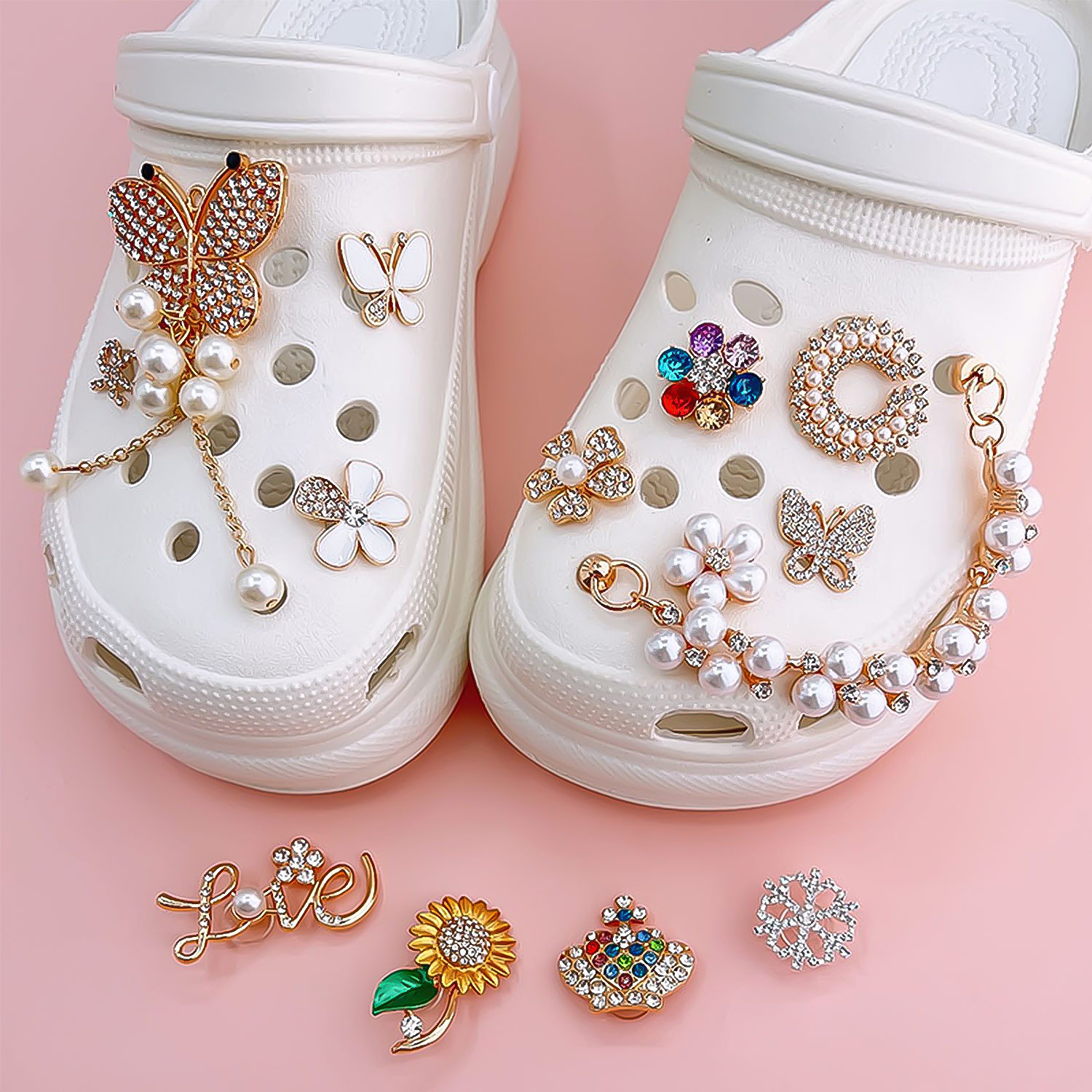 Pinkiou Croc Accessories Charms for Women and Girls, Bling Shoe