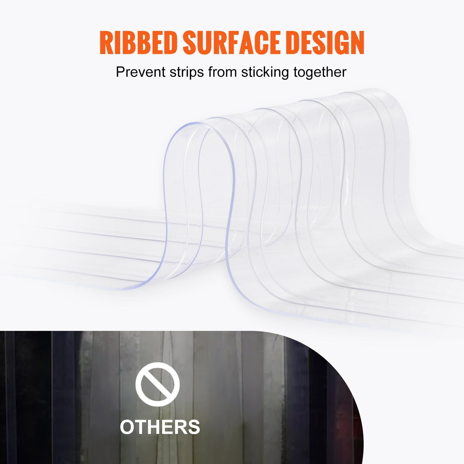 Strip Curtain, "8" Width x 150' Length Clear PVC Ribbed Door Strips – 0.08" Thickness Plastic Curtain Bulk Roll for Shopping Malls, Halls, Industrial & Commercial Use"