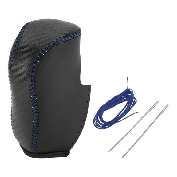 Unique Bargains Gear Shift Knob Cover for Honda Civic 2012-2014 Anti-Slip Stick Shifting Handle Protector Faux Leather Black Carbon Fiber Blue