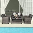 thumbnail image 4 of Costway 4PCS Patio Rattan Furniture Set Coffee Table Cushioned Sofa Garden Lawn Gray, 4 of 10