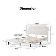 Bowery Hill Modern Boucle Fabric Mattress Ready Queen Bed in White