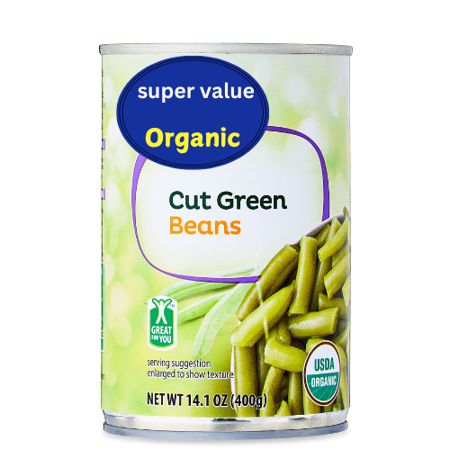 Organic Cut Green Beans, 14.1 oz Can