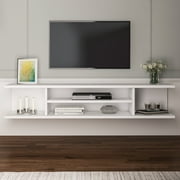 Pivot Modern Engineered Wood Floating TV Stand for 55" TVs, White Veneer
