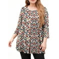 thumbnail image 2 of Dweltoz Plus Size Shirts for Women L-4XL 2025 Summer Crew Neck Tops 3/4 Sleeve T-Shirts Oversized Floral Print Tunics Blouses,Watermelon Red XL, 2 of 5
