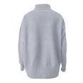 thumbnail image 4 of Women's Turtleneck Sweater Long Sleeve Spilt Hem Casual Knit Pullover Chunky Fall Winter Jumper Top 2025 Gray XL, 4 of 5
