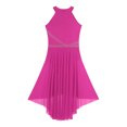 thumbnail image 6 of YiZYiF Women's Sleeveless Rhinestone Lyrical Dance Dress Modern Contemporary Dancing Clothes Hot Pink L, 6 of 7