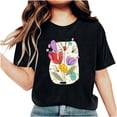 thumbnail image 5 of RKSTN Hauts d'Été pour Femmes 2024 Décontractés Coupe Ample Polyvalents T-Shirts Graphiques Mode à Imprimé Floral Respirants Manches Courtes Col Rond T-shirt Blouses, Cadeaux de la Fête des Mères, 5 of 5