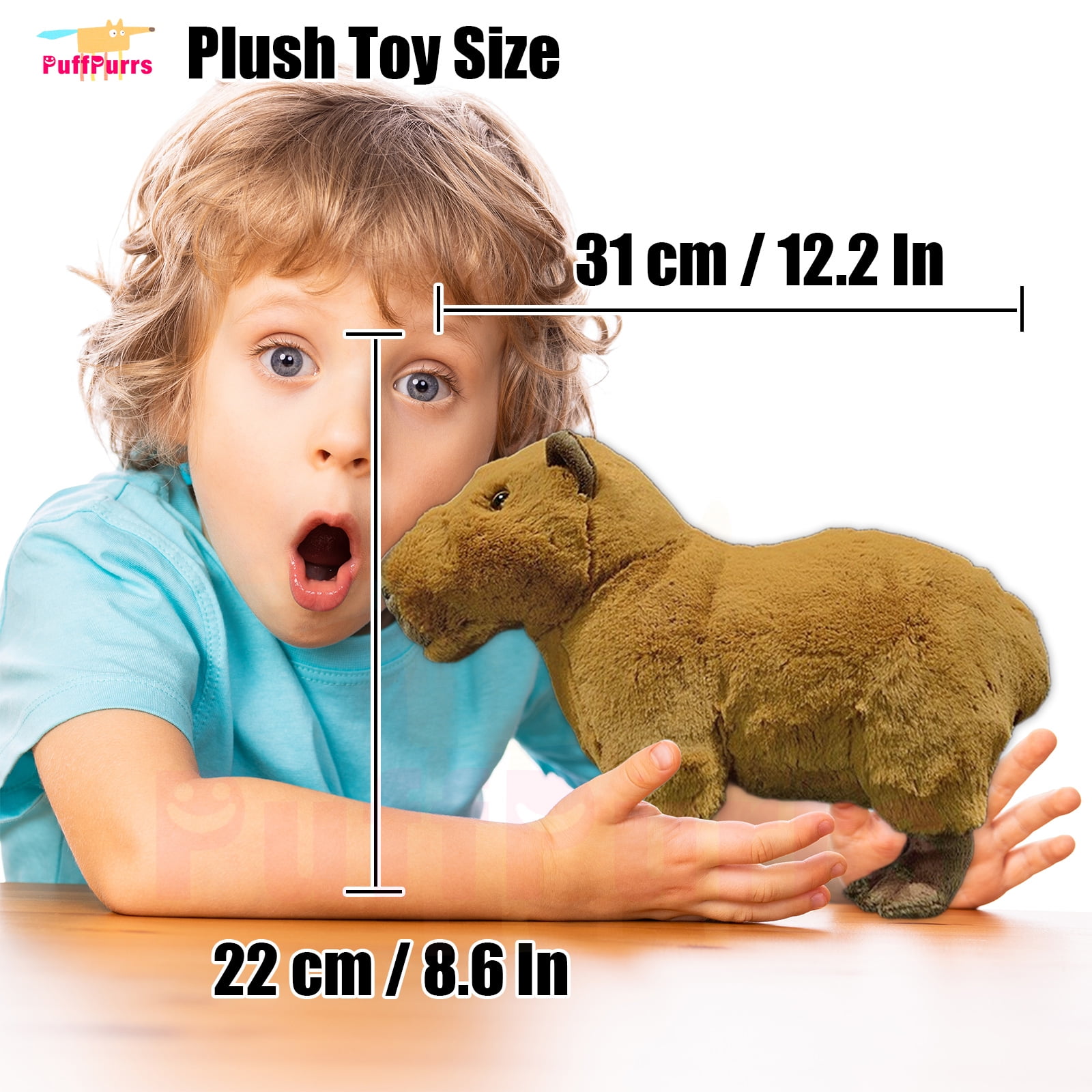 PuffPurrs Lifelike Capybara Plush Toy, Realistic The Gentle Giant Rodent Teddy Stuffed Animal, Cute Rodentia Unique Pillow Toy Gift, 31CM/12 Inch