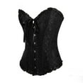 thumbnail image 2 of bbyeadc Womens Black Corset Tops Plus Size Gothic Lace Waist Corset Tops Wedding Shapewear Lingerie Satin Floral Push Up Bodyshaper with T Back, Black XL, 2 of 7