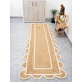 thumbnail image 1 of Scalloped Jute Area Rug 2x3 ft - Braided Jute Runner Rug 2.5x6 ft - White, 2.5' x 12' Ft Runner, 1 of 7