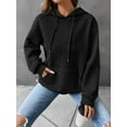 thumbnail image 2 of Women Fall Hoodies Sweater Casual Pullover Waffle Casual Long Sleeve Shirts Drawstring Loose Hooded Sweatshirt with Pocket, 2 of 6