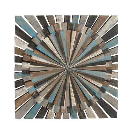 Wooden Wall Decmode Farmhouse 36 X 36 Inch Square Slat-Type Color Wheel Design Wooden Wall Decor, Brown ()