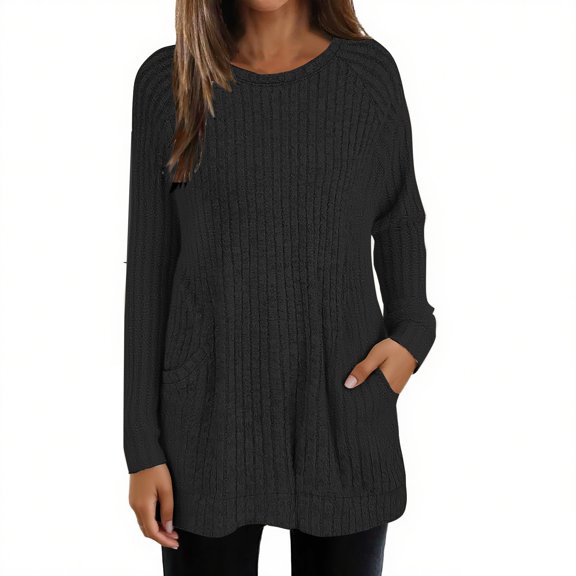 Hoodies For Women Long Sleeve Shirts For Women Casual Tops Loose Fit Rib Knit Lightweight Long Sweater Crew Neck Pullover With Hoodie
