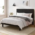 thumbnail image 3 of Amolife Queen Size Upholstered Platform Bed Frame with Adjustable Velvet Headboard, Black, 3 of 10