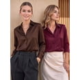 thumbnail image 3 of MOYIKO Button Down Shirts for Women Long Sleeve Stain Silk Collared Work Office Basic Business Dress Shirts Blouses Tops, 3 of 7