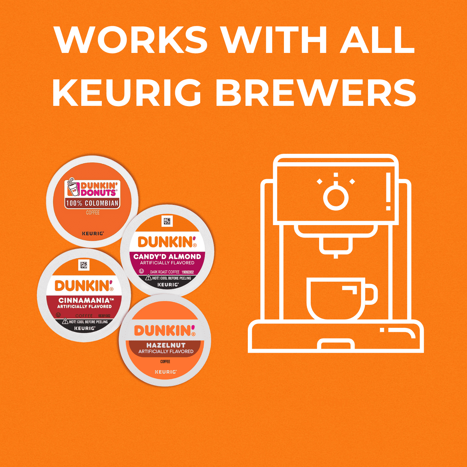 Dunkin' Donuts K-Cup Variety Pack: 28 Keurig Coffee Pods, 7 Flavors, Medium & Dark Roasts, Flavored K Cups - Hazelnut, French Vanilla, Caramel, Turtle Love Coffee Kcups with Recipe eBook