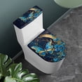thumbnail image 2 of HELLHERO Dark-toned Butterfly Flower Style Toilet Lid Seat Cover Set of 2 Piece Elastic Edge Round Toilet Lid Dust Cover Stretch Fit Indoor Home, 2 of 7