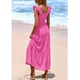 thumbnail image 2 of Vestido PRETTYGARDEN de Verano con Escote Cuadrado Maxi Rosa Fucsia Talle S, 2 of 8