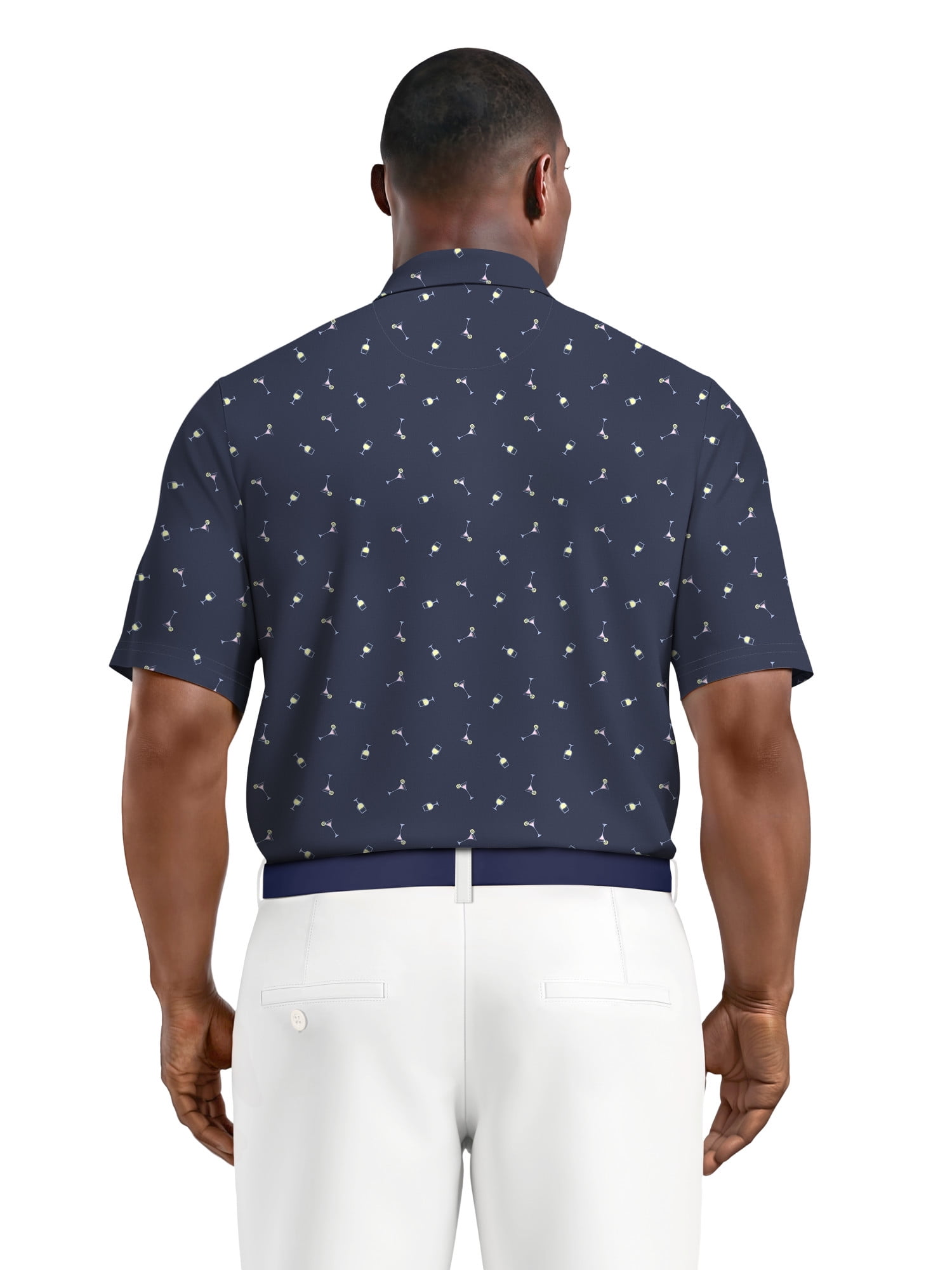 Ben Hogan Men's and Big Men’s Conversational Drink Printed Short Sleeve Golf Polo Shirt, up to Size 5XL