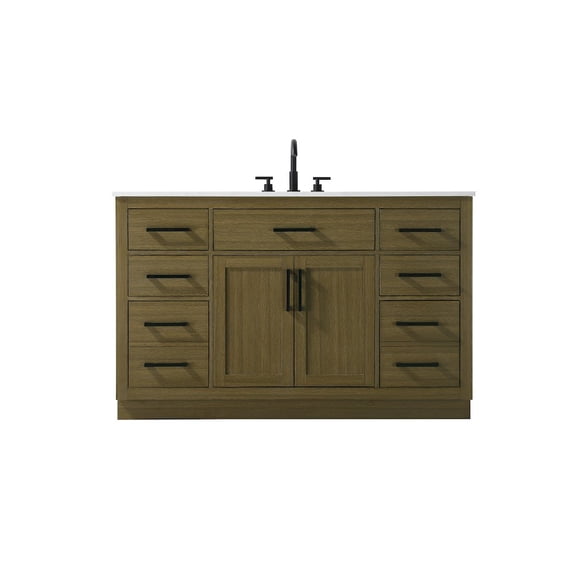 Elegant Kitchen and Bath Alden 54 Inch Single Bathroom Vanity In Chestnut Brown