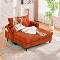 thumbnail image 2 of UNITED WE WIN Orange Corduroy Oversized Recliner Sofa: Deep Seat, USB/Type-C Charging, RGB LED, Cup Holder, Side Pocket - 56" Wide Living Room & Bedroom Lounger, 2 of 22