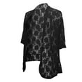 thumbnail image 5 of BODOAO Women's 3/4 Sleeve Open Front Cropped Lace Cardigan Summer Lightweight Hollow Out Knit Shrug Women's Autumn Patterned Lace Hollow Lace Solid Color Five Quarter Sleeved Cardigan Black L, 5 of 6