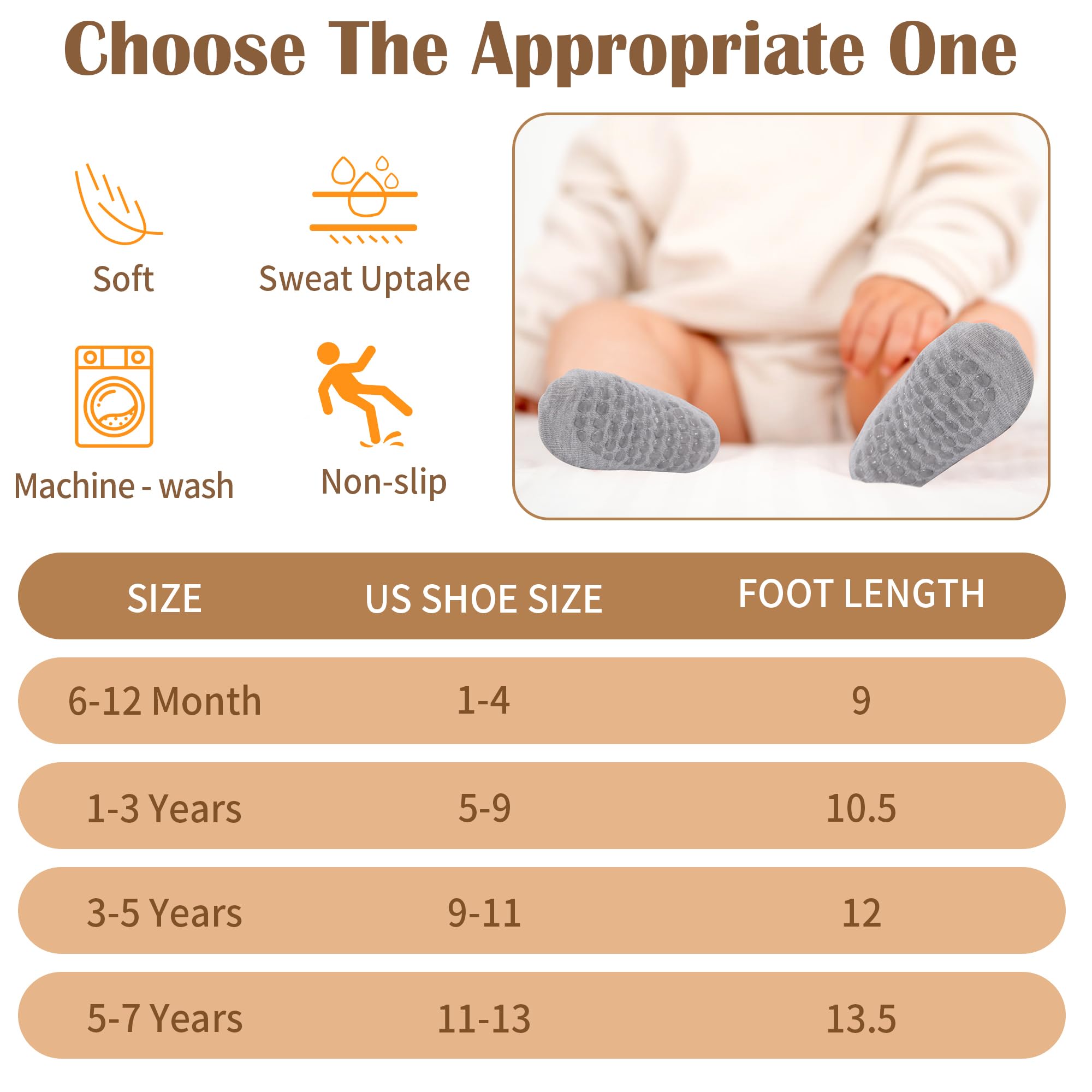 Sptramle Toddler Grip Socks, 15 Pairs, Multicolor photo 5