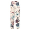 thumbnail image 5 of VNKIDY Womens Watercolor Floral Print High Waist Wide Leg Pants Side Pocket Loose Fit Lightweight Casual Trousers For Summer Daily Wear Beige S, 5 of 5