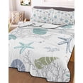 thumbnail image 3 of Quilts Twin Size, Coastal Starfish Soft Comforter Bedding Set for Bed, Ocean Coral Shell Beach Marine Life Lightweight Quilted Bedspread with Pillow Cover(2 Pieces) for All Season, 68x86 Inch, 3 of 6