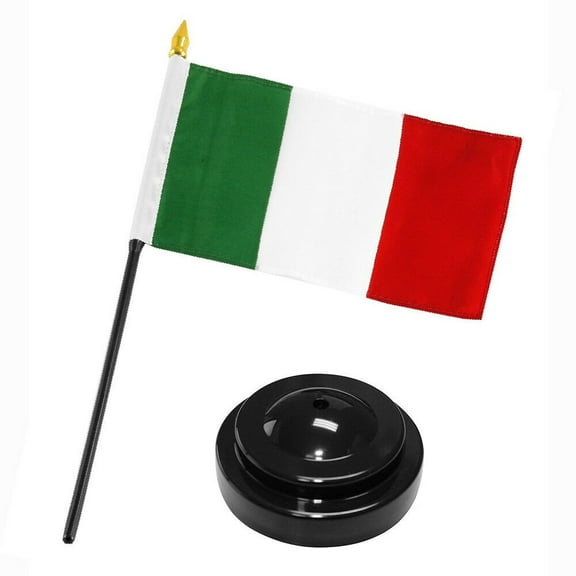 Italy Italian Flag 4"x6" Desk Set Table Stick Black Base
