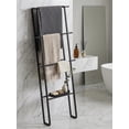 thumbnail image 3 of CANYAVE Metal Leaning Ladder Towel Rack, 4-Tier Blanket Stand for Bathroom Living Room, No Drilling Quilt Storage Organizer (Matte Black), 3 of 4
