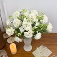 thumbnail image 6 of Artificial Peony Bouquet Silk Flowers Arrangement Vase Home Table Centerpiece Wedding Party Decor Elegant Floral Display Living Room Office Gift Romantic Bloom Decorative Accent, 6 of 9