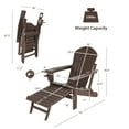 thumbnail image 7 of FONIRRA Patio Folding Outdoor Safavieh Adirondack Chair with Adjustable Back, Retractable Footrest, Coffee, 7 of 7