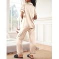 thumbnail image 5 of Ekouaer Womens Silky Satin Pajamas Set Short Sleeve Button Down Sleepwear 2 Piece Lounge Set Pj Set, 5 of 6