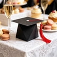 thumbnail image 4 of Graduation Cap Candy Box, Black Paper Treat Box with Gold Tassel, 9 cm x 7.5 cm x 6 cm, Foldable Party Favor for Graduation Celebration and Candy Packaging, 4 of 6