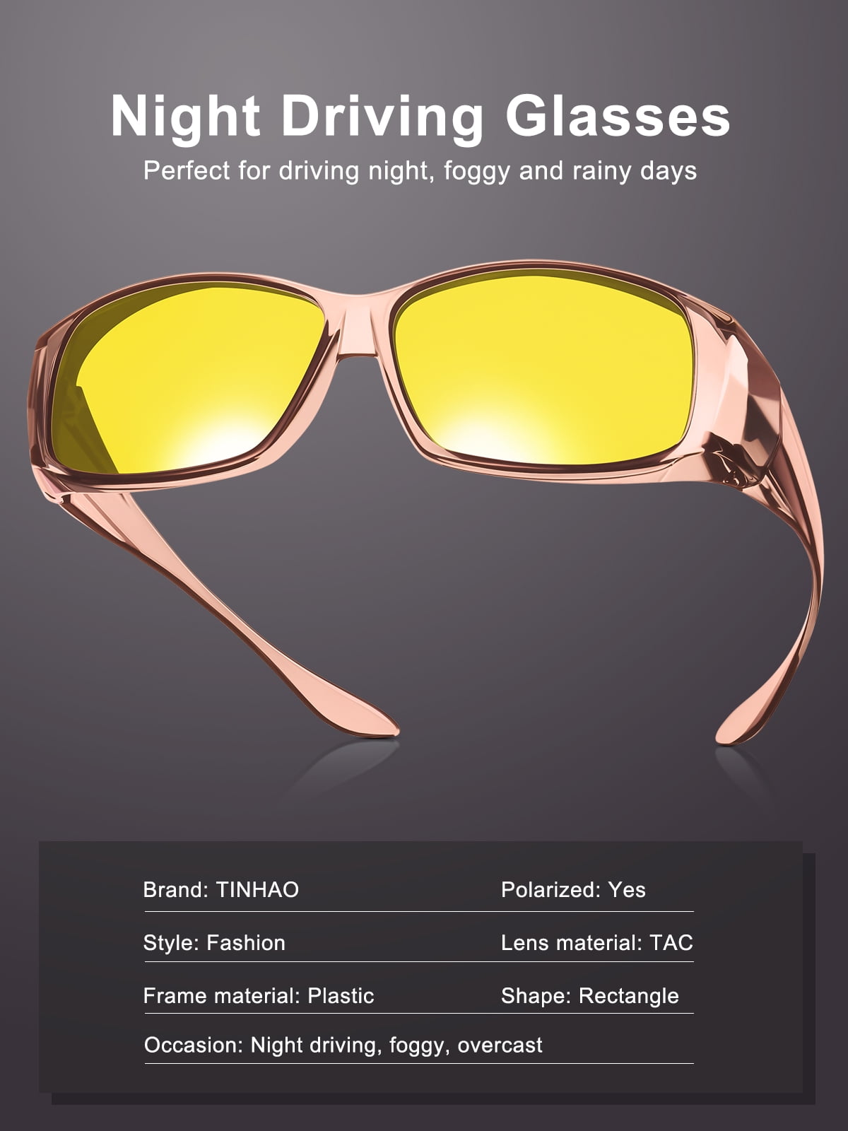 TINHAO Night Driving Glasses Fit Over Glasses Anti Glare Night Vision  Glasses for Men Women