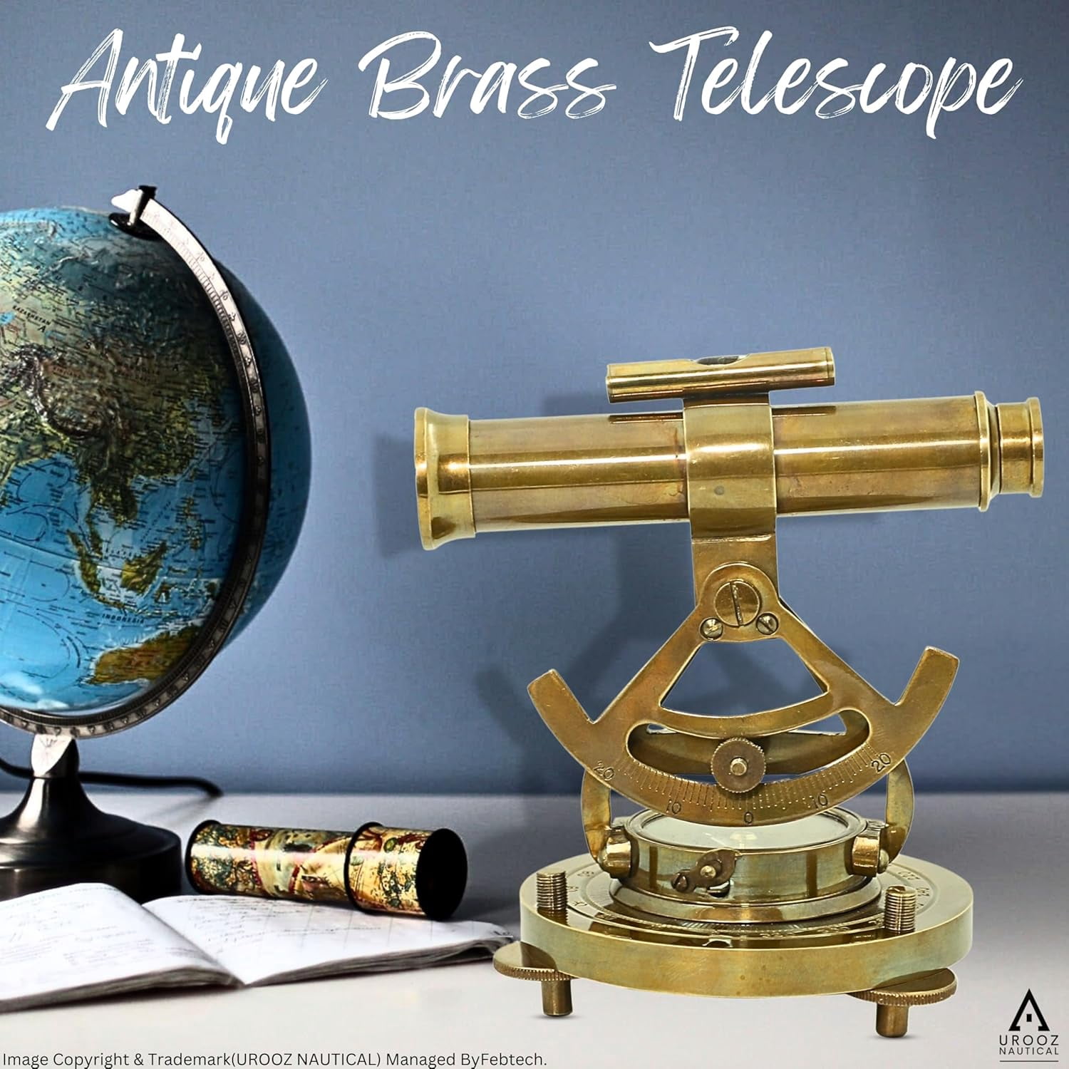 Antique Brass Compass Marine Home/Office Table Decor Antique Survey Transit Telescope Instrument Compass