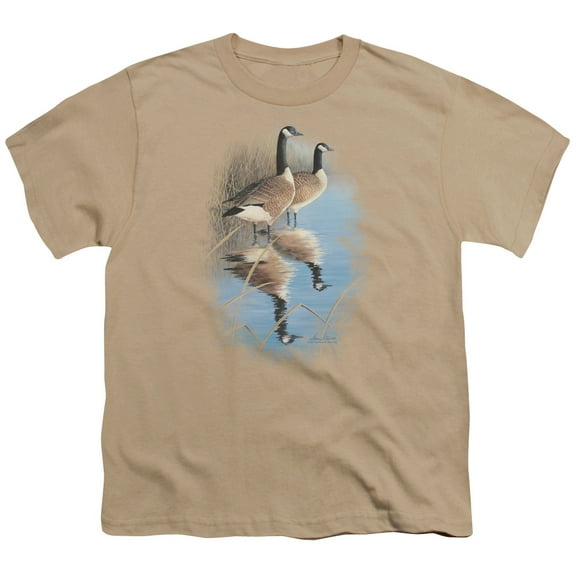 Wildlife - Morning Reflections Canada Geese - Youth Short Sleeve Shirt - Medium