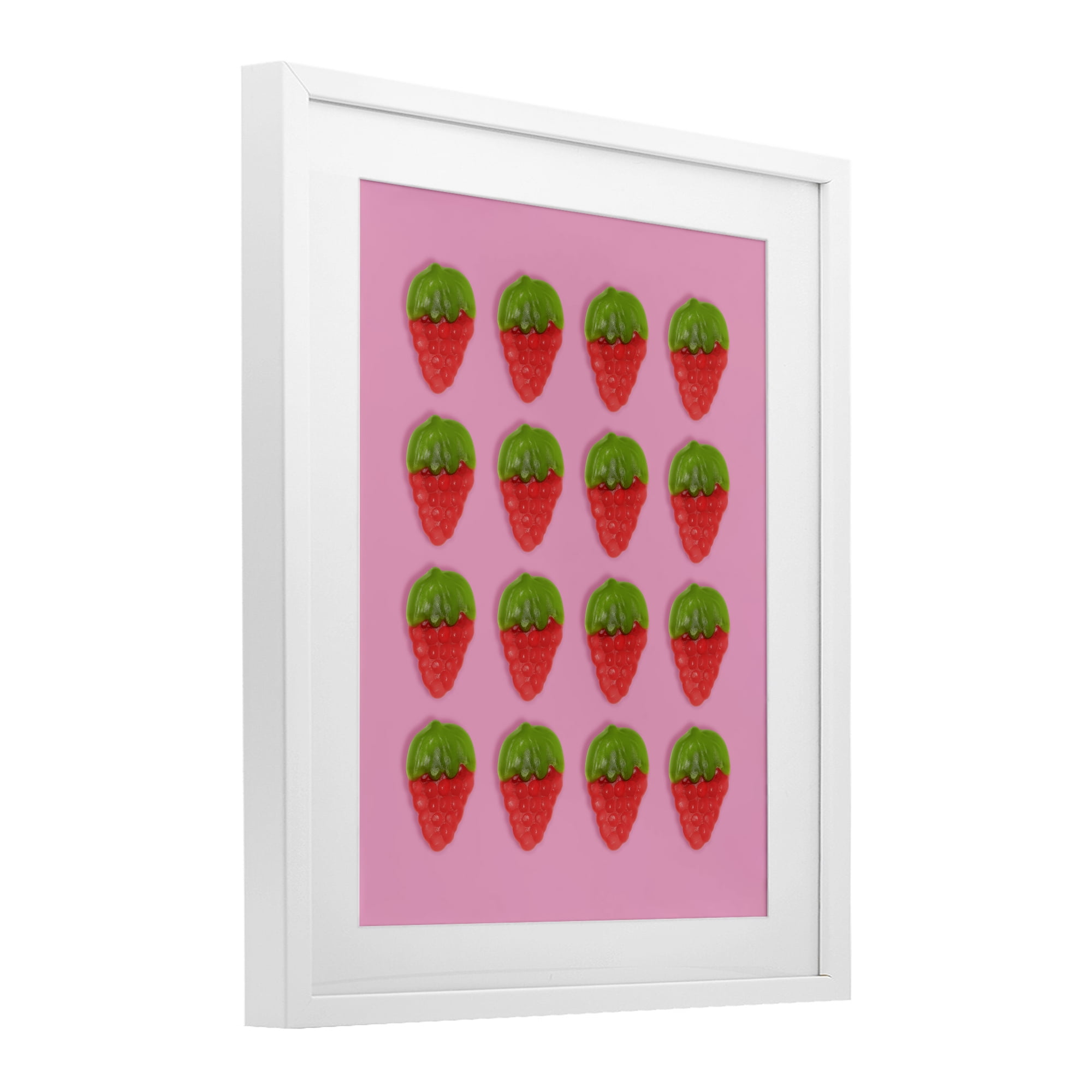 Stupell Industries Gummy Strawberry Candy Pattern White Framed Print Under Glass, design by LISH Creative