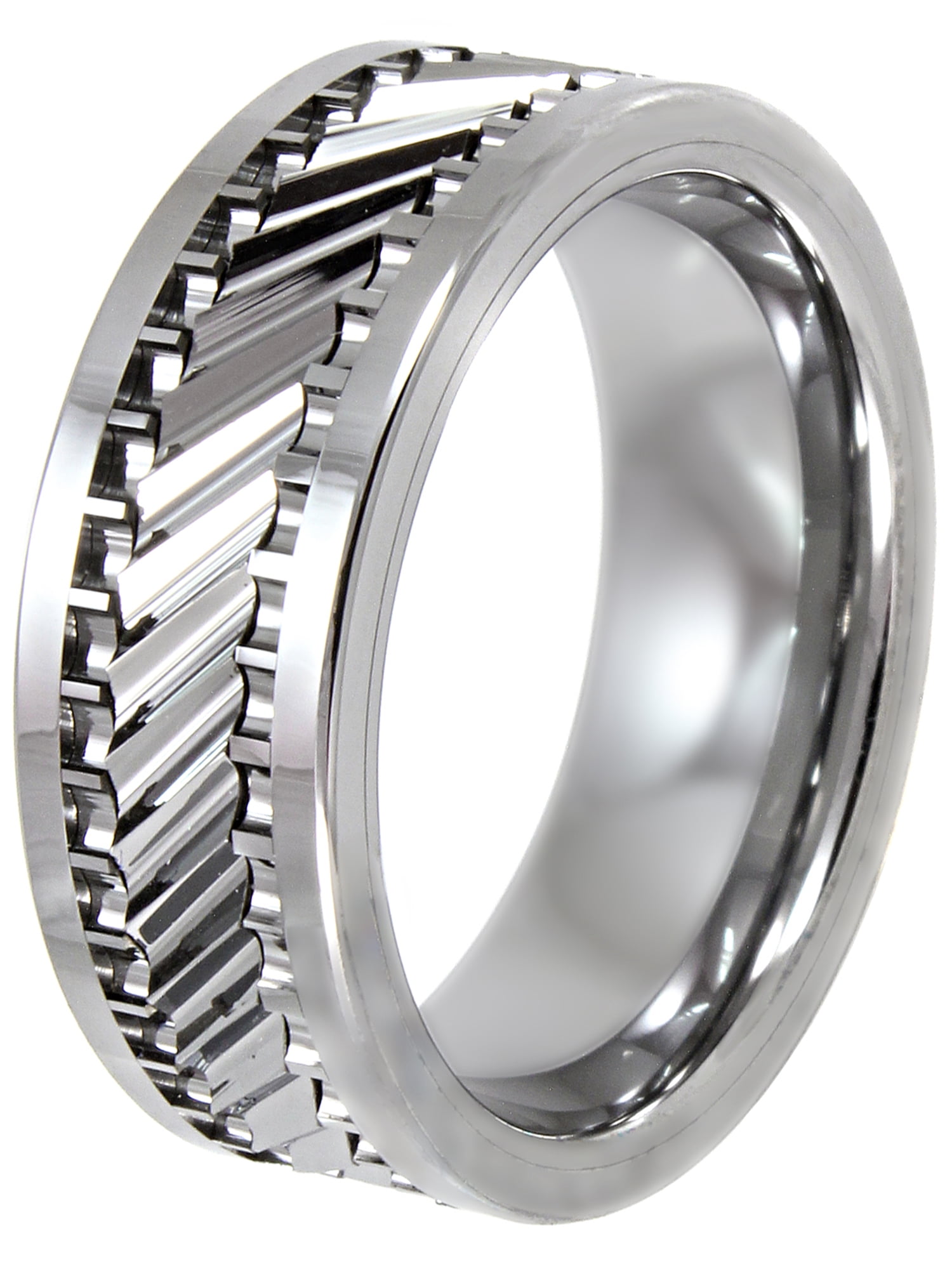 Oppositie vat tunnel Men's Tungsten 8MM Gear Pattern Wedding Band - Mens Ring - Walmart.com
