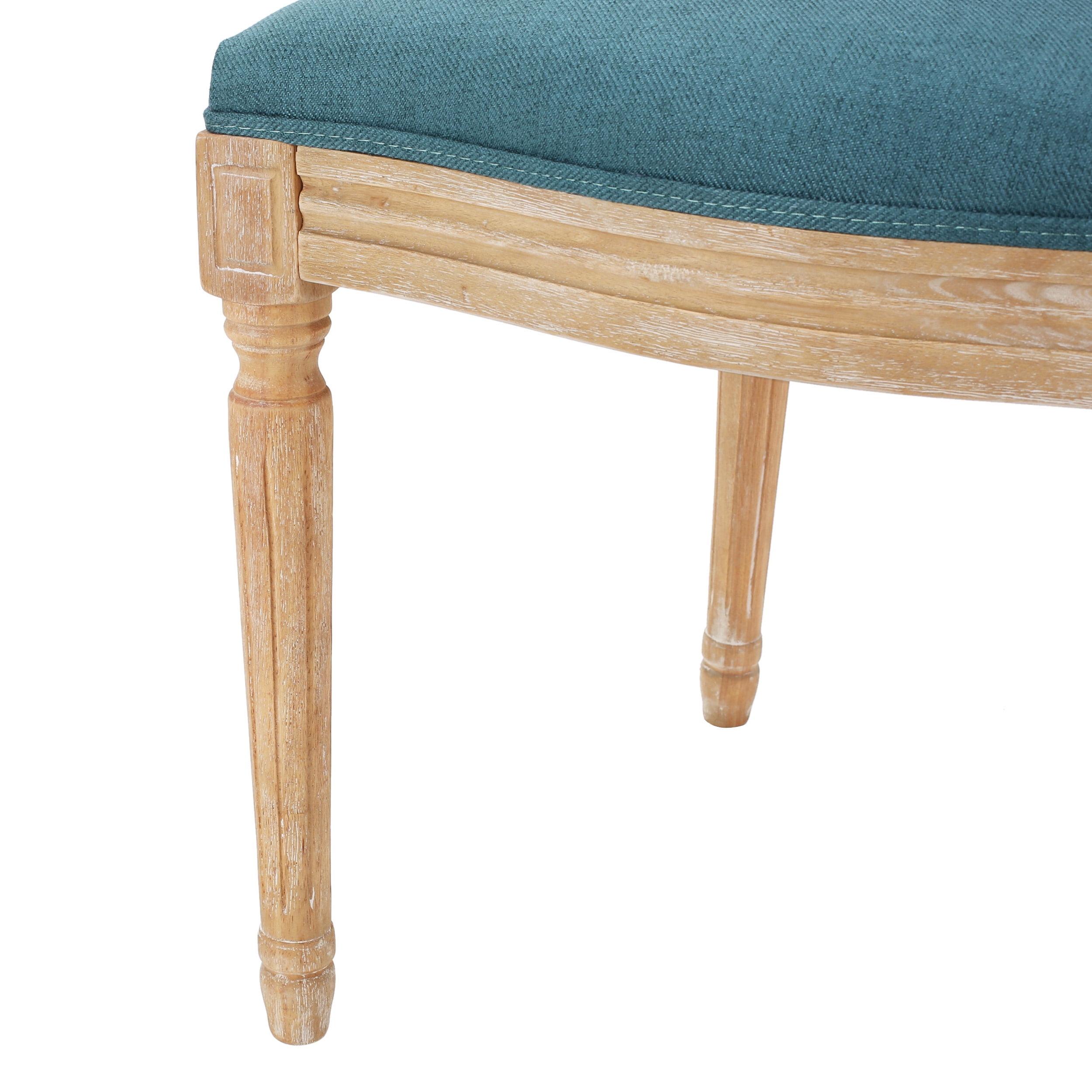 Noble House Dored Fabric and Wood 7 Piece Dining Set, Dark Teal and Natural