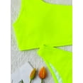 thumbnail image 4 of SEARIPE Women Textured One Shoulder High Waisted Bikini Swimsuit Lime Green L, 4 of 6