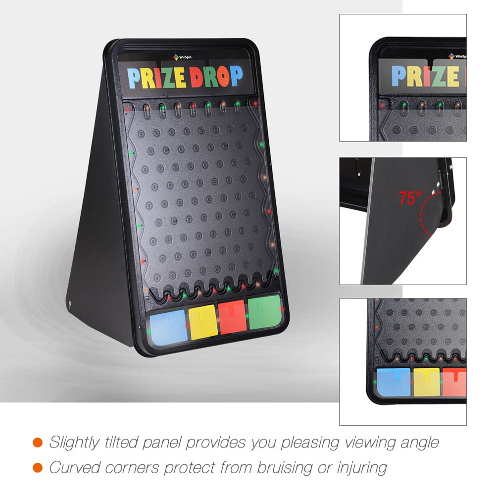 WinSpin 41x25" Prize Drop Board Game with LED Lights 12 Pucks Customizable Logo Area Slots Carnival Tabletop
