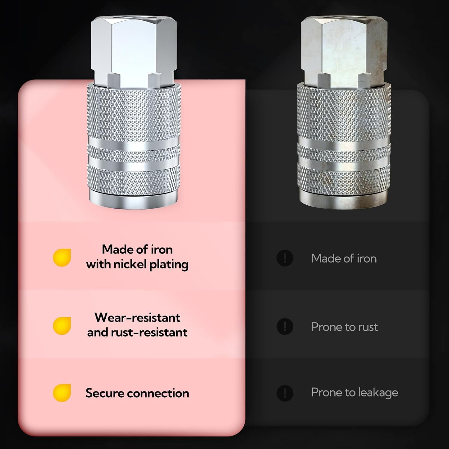 MKEUDQ-2PCS 3/8" Female NPT x 3/8" Flow Air Fittings, 3/8" Female Air Quick Connect Fittings, Industrial Air Hose Coupler for Air Compressor